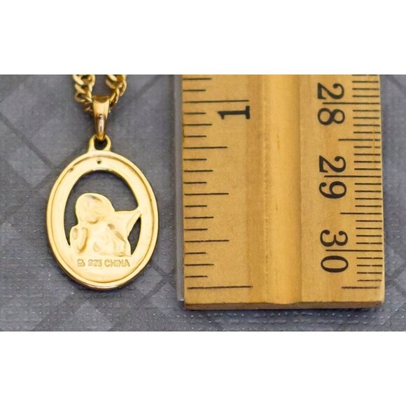 Vintage Gold and Silver Angel Pendant Necklace, 20 Inches - G36 - Picture 3 of 3